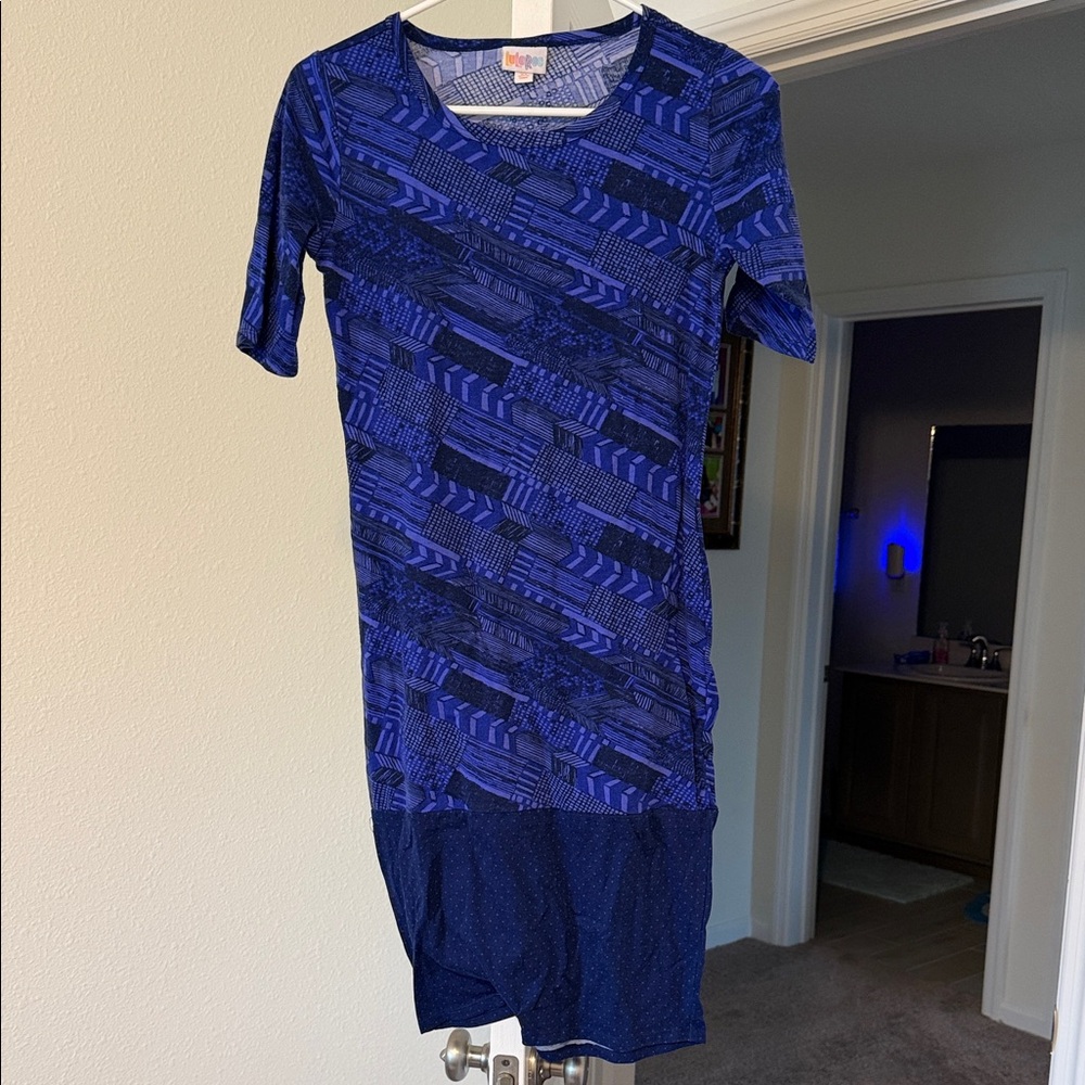 LuLaRoe Blue Patterned Midi Dress